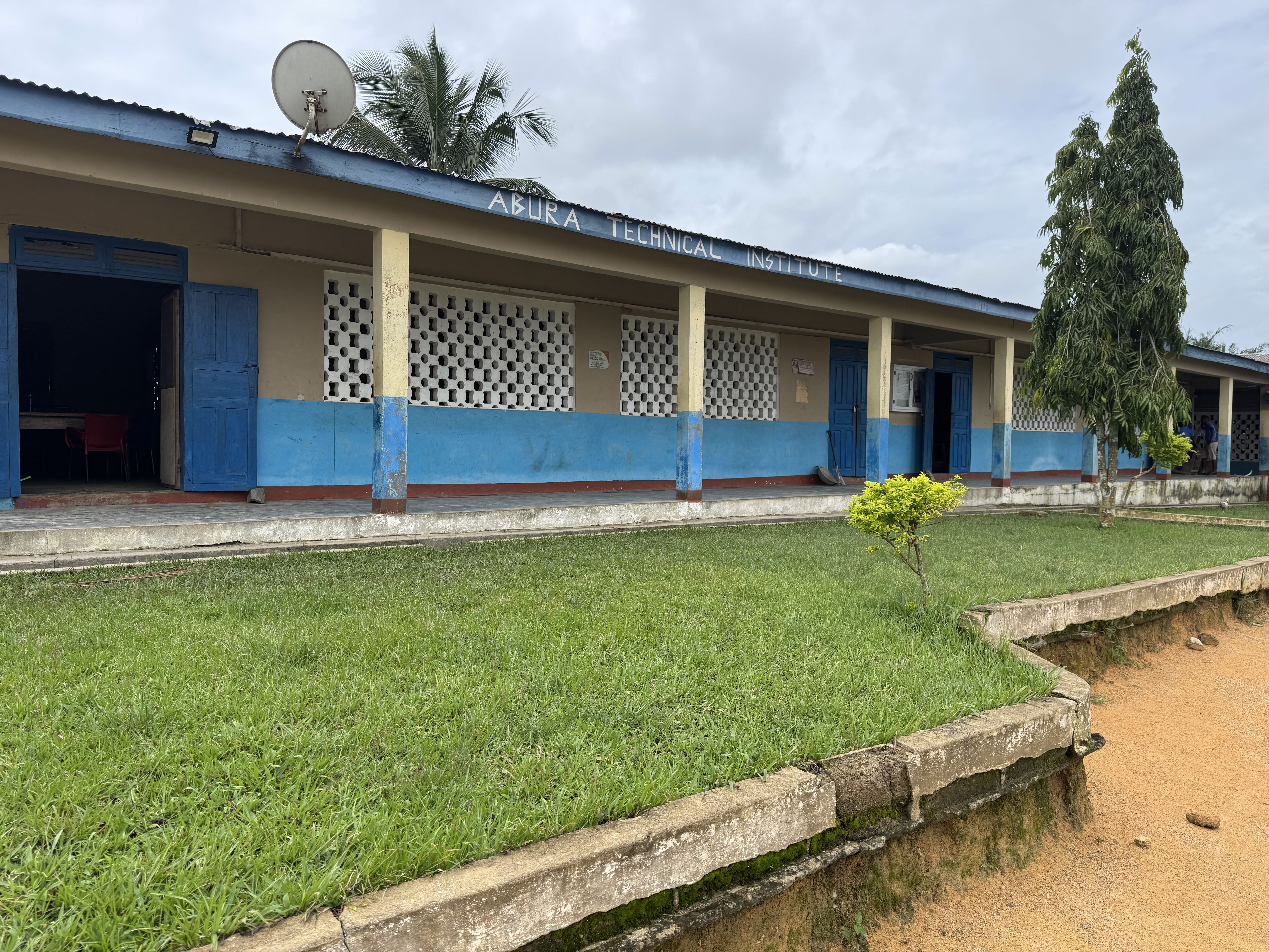 The main campus building at Abura Technical Institute